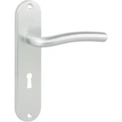 Deurbeslag Binnendeur|Deurbeslag Binnen > KARWEI deurkruk set L-vorm ovaal schild sleutelgat 56 mm aluminium