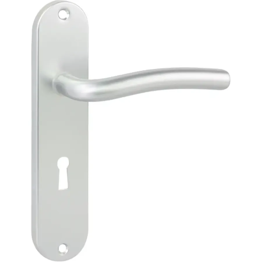 Deurbeslag Binnendeur|Deurbeslag Binnen > KARWEI deurkruk set L-vorm ovaal schild sleutelgat 56 mm aluminium