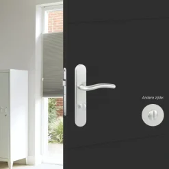Deurbeslag Binnendeur|Deurbeslag Binnen > KARWEI deurkrukset Renato langschild vrij-bezet 63/8mm aluminium