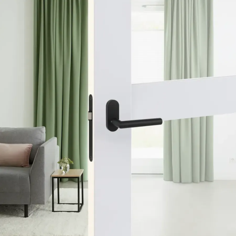 Deurbeslag Binnendeur|Deurklinken > KARWEI deurkruk set Roberto patent schild zwart RVS