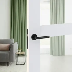 Deurbeslag Binnendeur|Deurklinken > KARWEI deurkruk set Roberto rond rozet zwart aluminium