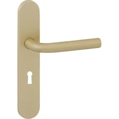 Deurbeslag Binnendeur|Deurklinken > KARWEI deurkruk set Rocco ovaal schild sleutelgat 56 mm messing mat