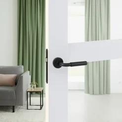 Deurbeslag Binnendeur|Deurklinken > KARWEI deurkruk set Roy rond rozet zwart RVS