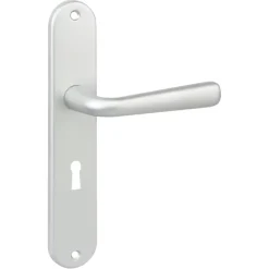 Deurbeslag Binnendeur|Deurklinken > KARWEI deurkruk set Spanje ovaal schild sleutelgat 56 mm ANOX aluminium mat