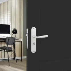 Deurbeslag Binnendeur|Deurklinken > KARWEI deurkruk set Spanje ovaal schild sleutelgat 56 mm ANOX aluminium mat