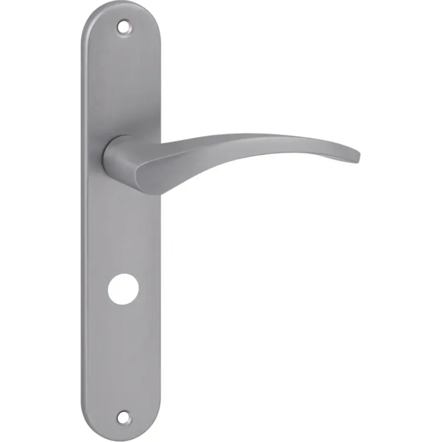 Deurbeslag Binnendeur|Deurklinken > KARWEI deurkruk set Stefanie ovaal schild vrij-bezet sluiting 63/8 mm RVS look aluminium