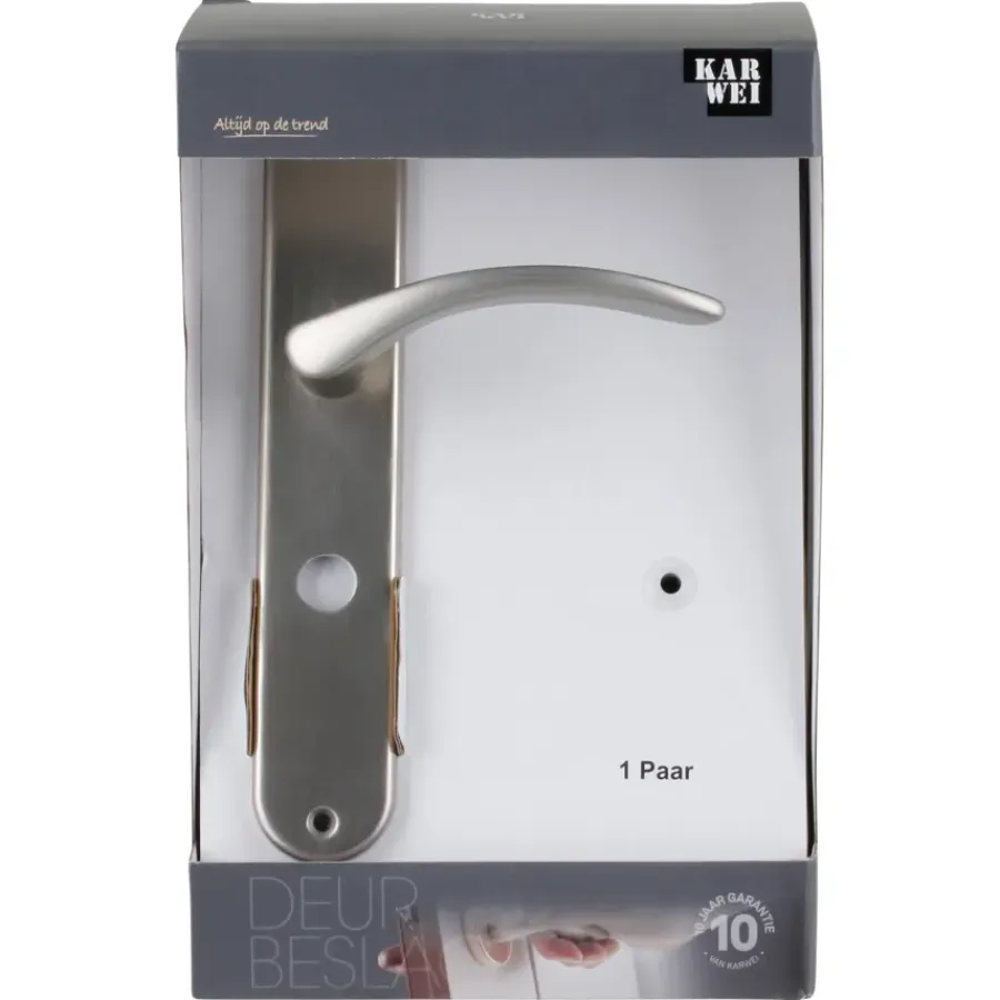 Deurbeslag Binnendeur|Deurklinken > KARWEI deurkruk set Stefanie ovaal schild vrij-bezet sluiting 63/8 mm RVS look aluminium