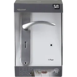 Deurbeslag Binnendeur|Deurklinken > KARWEI deurkruk set Stefanie ovaal schild sleutelgat 56 mm RVS look aluminium