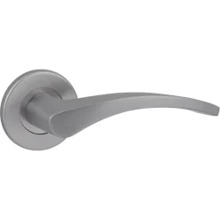 Deurbeslag Binnendeur|Deurklinken > KARWEI deurkruk set Stefanie rond rozet RVS look aluminium