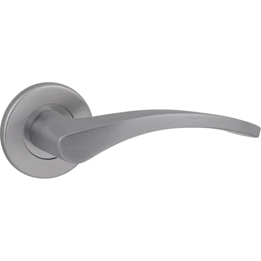 Deurbeslag Binnendeur|Deurklinken > KARWEI deurkruk set Stefanie rond rozet RVS look aluminium