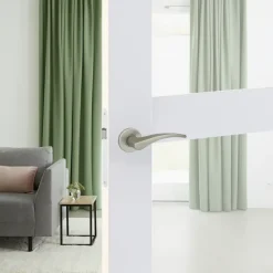 Deurbeslag Binnendeur|Deurklinken > KARWEI deurkruk set Stefanie rond rozet RVS look aluminium