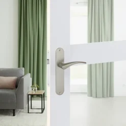 Deurbeslag Binnendeur|Deurklinken > KARWEI deurkruk set Stefanie ovaal blind schild RVS look aluminium