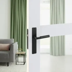 Deurbeslag Binnendeur|Deurklinken > KARWEI deurkruk set Stefano recht blind schild zwart aluminium