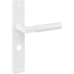 Deurbeslag Binnendeur|Deurklinken > KARWEI deurkruk set Stefano recht schild vrij-bezet sluiting 63/8 mm wit aluminium
