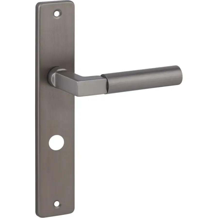 Deurbeslag Binnendeur|Deurklinken > KARWEI deurkruk set Stefano recht schild vrij-bezet sluiting 63/8 mm messing antiek aluminium