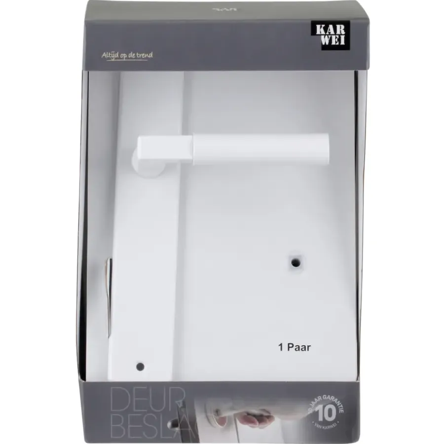 Deurbeslag Binnendeur|Deurklinken > KARWEI deurkruk set Stefano recht blind schild wit aluminium