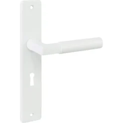Deurbeslag Binnendeur|Deurklinken > KARWEI deurkruk set Stefano recht schild sleutelgat 56 mm wit aluminium