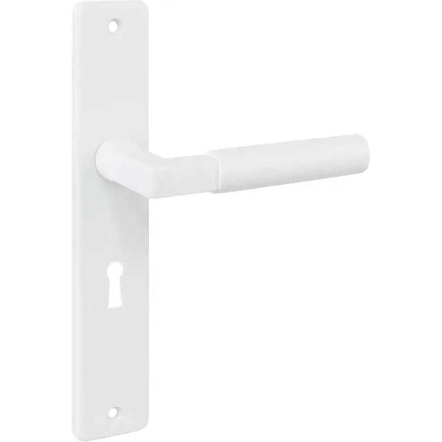 Deurbeslag Binnendeur|Deurklinken > KARWEI deurkruk set Stefano recht schild sleutelgat 56 mm wit aluminium