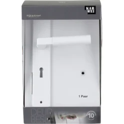Deurbeslag Binnendeur|Deurklinken > KARWEI deurkruk set Stefano recht schild sleutelgat 56 mm wit aluminium