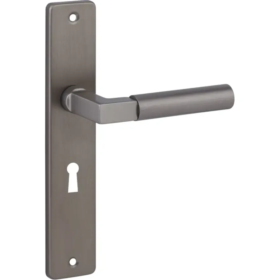 Deurbeslag Binnendeur|Deurklinken > KARWEI deurkruk set Stefano recht schild sleutelgat 56 mm messing antiek aluminium