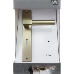 Deurbeslag Binnendeur|Deurklinken > KARWEI deurkruk set Stefano recht schild sleutelgat 56 mm messing antiek aluminium