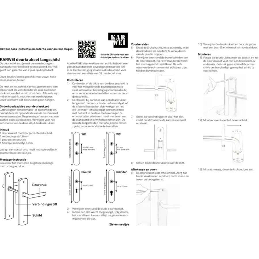 Deurbeslag Binnendeur|Deurklinken > KARWEI deurkruk set Stefano recht schild sleutelgat 56 mm messing antiek aluminium
