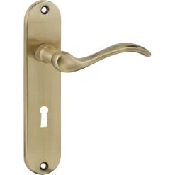 Deurbeslag Binnendeur|Deurklinken > KARWEI deurkruk set Vitor ovaal schild sleutelgat 56 mm messing antiek