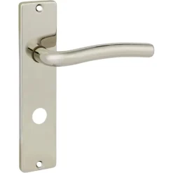 Deurbeslag Binnendeur|Deurklinken > KARWEI deurkruk set Wave recht schild vrij-bezet sluiting 63/8 mm nikkel glans