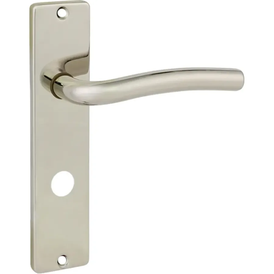 Deurbeslag Binnendeur|Deurklinken > KARWEI deurkruk set Wave recht schild vrij-bezet sluiting 63/8 mm nikkel glans
