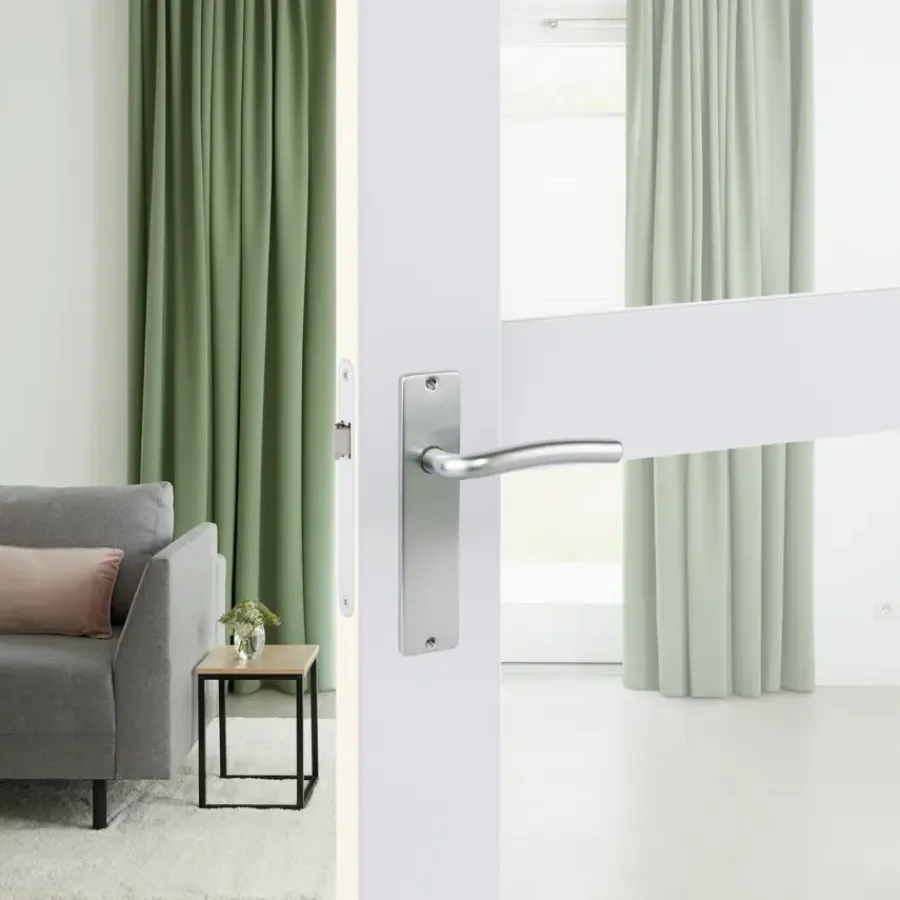 Deurbeslag Binnendeur|Deurklinken > KARWEI deurkruk set Wave recht blind schild chroom mat