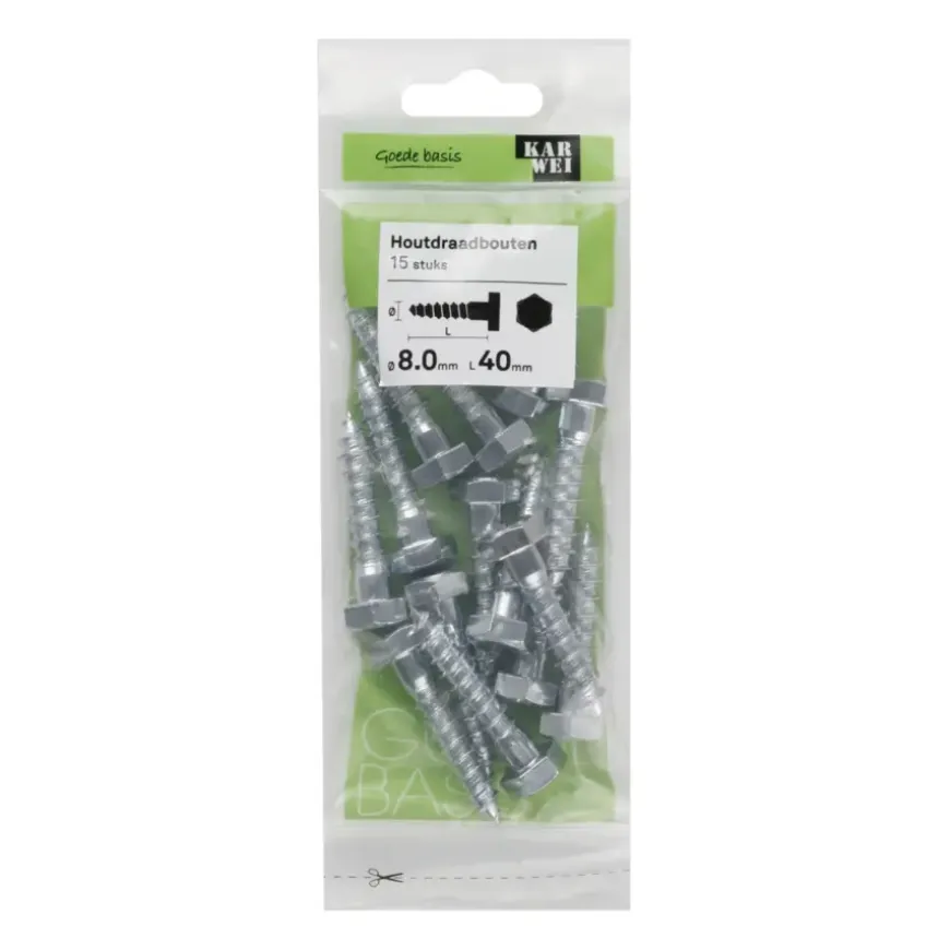 KARWEI houtdraadbout M8x40 mm 15 stuks
