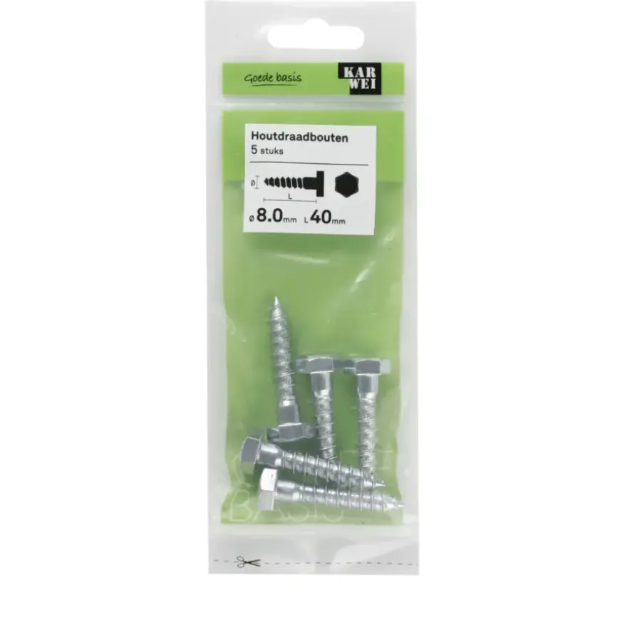 KARWEI houtdraadbout M8x40 mm 5 stuks