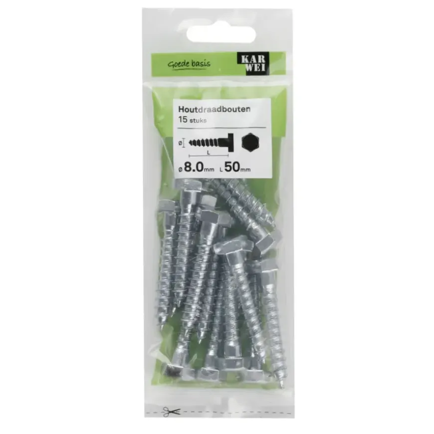 KARWEI houtdraadbout M8x50 mm 15 stuks