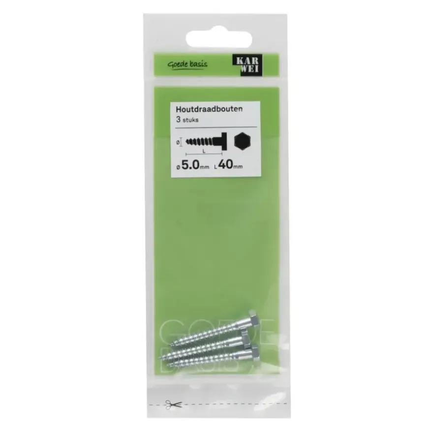 KARWEI houtdraadbout M5x40 mm 3 stuks