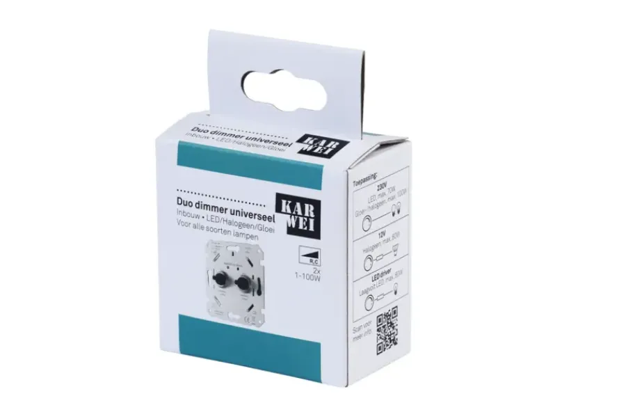 Dimmers|Inbouw Schakelmateriaal > KARWEI inbouw duodimmer LED/SPAAR universeel