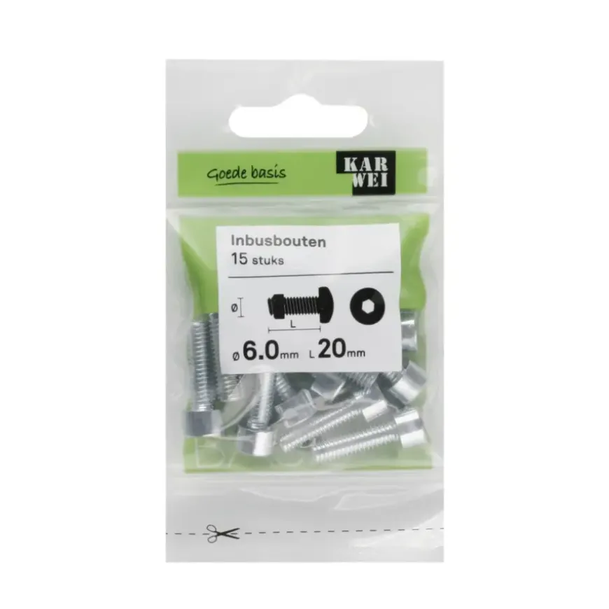 KARWEI inbusbout M6x20 mm 15 stuks
