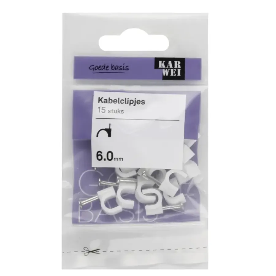 Kabelklemmen > KARWEI kabelclip wit 6 mm (15 stuks)