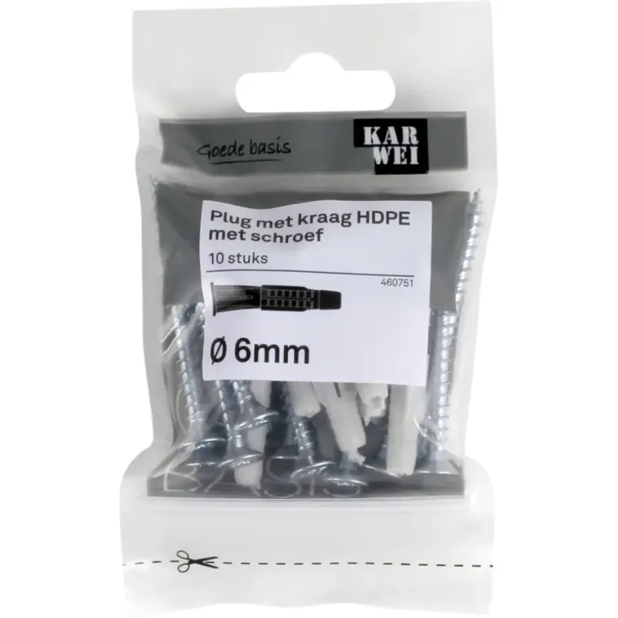 KARWEI kraagplug 6x36mm + uni 5x50mm 10ST