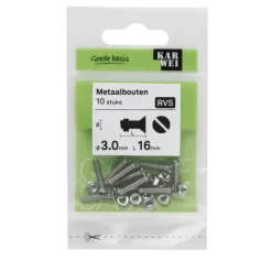 KARWEI metaalbout RVS 3x16 mm 10 stuks