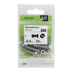 KARWEI metaalbout RVS 5x25 mm 10 stuks