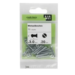 KARWEI metaalbout verzinkt 3x20 mm 15 stuks