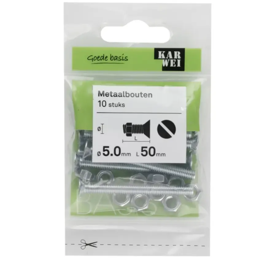 KARWEI metaalbout verzinkt 5x50 mm 10 stuks