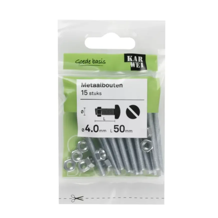 KARWEI metaalbout verzinkt 4x50 mm 15 stuks