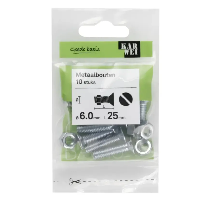 KARWEI metaalbout verzinkt 6x25 mm 10 stuks