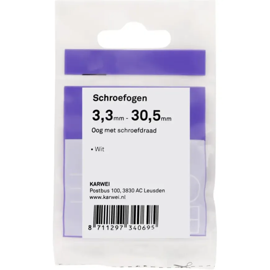 KARWEI Schroefogen wit 3,3mm - 30,5mm 6st.