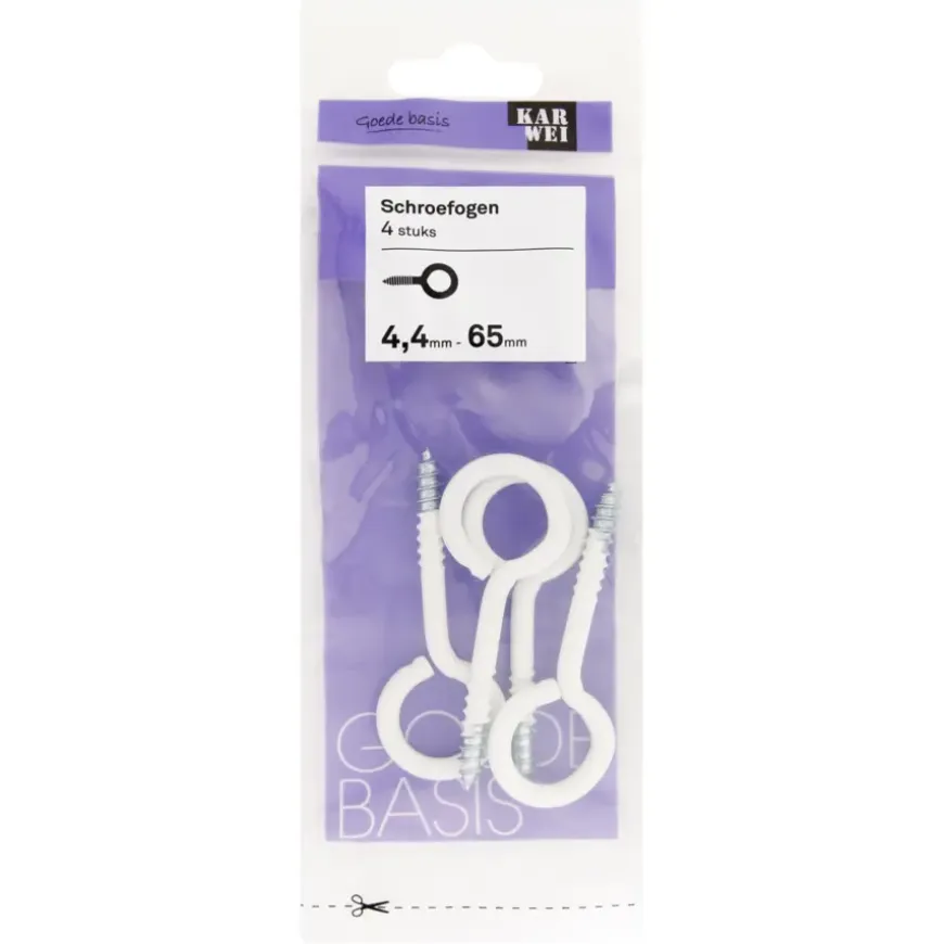 KARWEI Schroefogen wit 4,4mm - 65mm 4st.