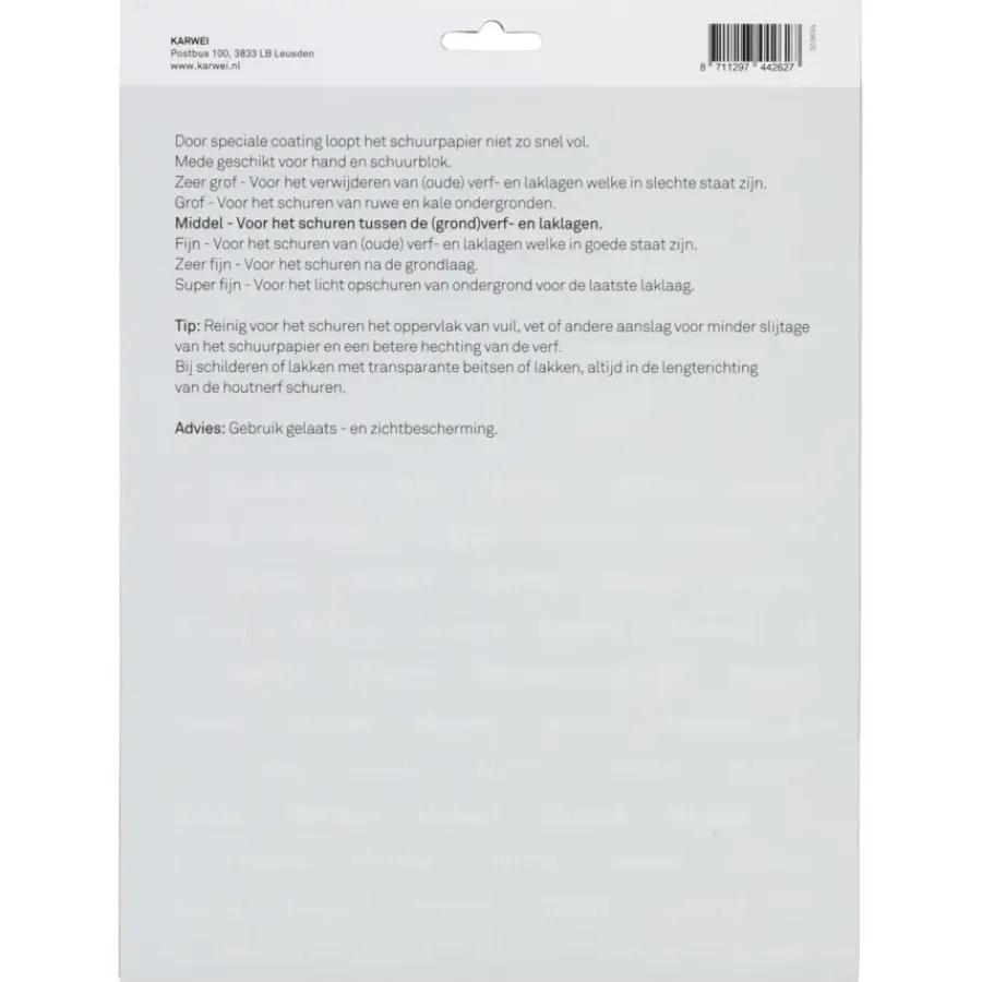 Schuuraccessoires > KARWEI schuurpapier grove schuurklus middel K150