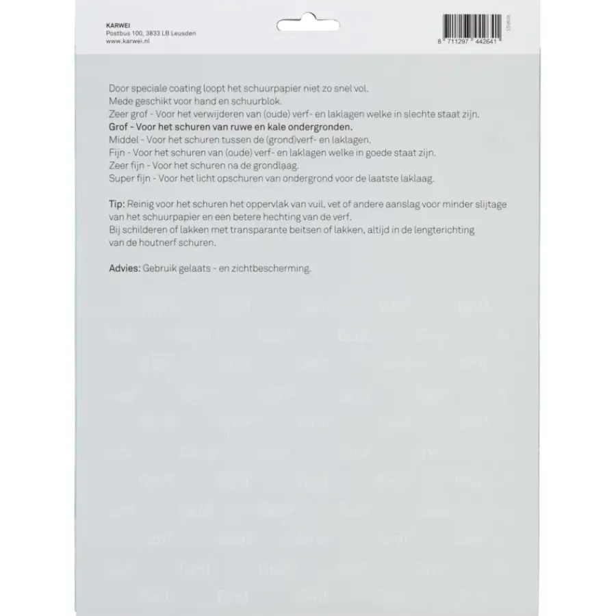 Schuuraccessoires > KARWEI schuurpapier grove schuurklus grof K100 (3 stuks)