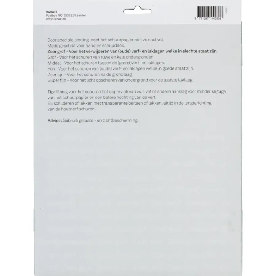 Schuuraccessoires > KARWEI schuurpapier grove schuurklus zeer grof K60