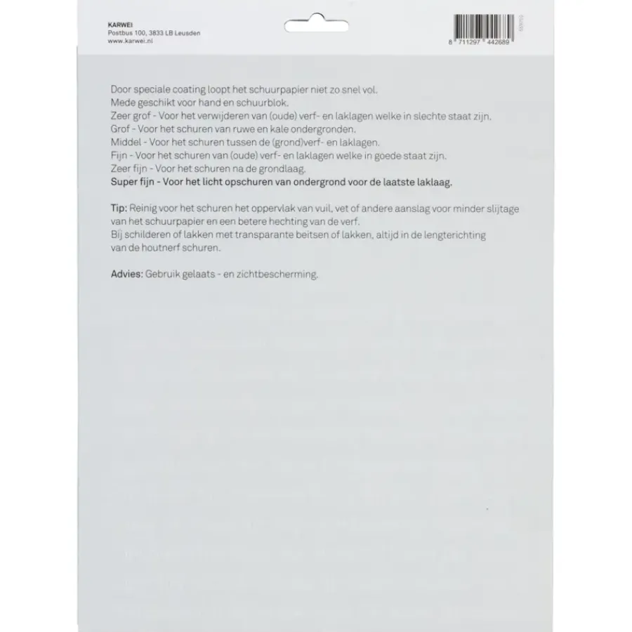 Schuuraccessoires > KARWEI schuurpapier lichte schuurklus super fijn K320